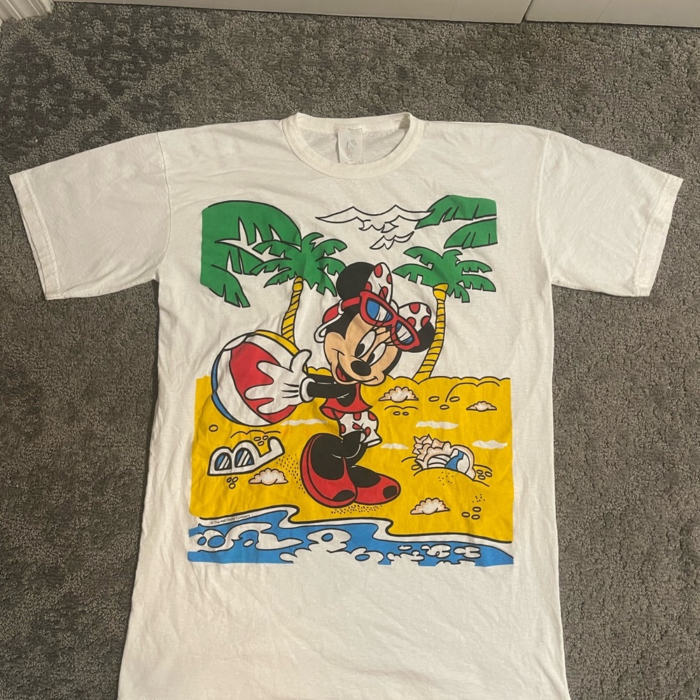 1980s Minnie Mouse Beach Print Sleep Shirt One size fits all